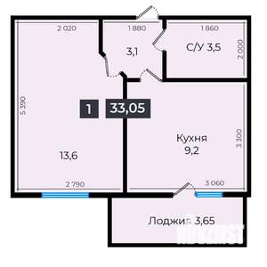 1-к квартира, вторичка, 34м2, 1/16 этаж