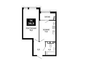 1-к квартира, вторичка, 39м2, 3/24 этаж