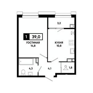 1-к квартира, вторичка, 39м2, 10/20 этаж