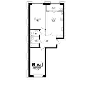 2-к квартира, вторичка, 66м2, 19/20 этаж