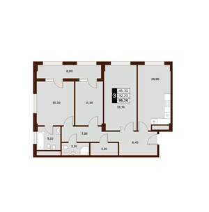3-к квартира, вторичка, 96м2, 7/14 этаж