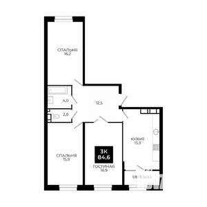 3-к квартира, вторичка, 85м2, 20/24 этаж