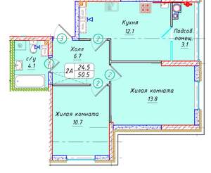 2-к квартира, вторичка, 51м2, 22/21 этаж