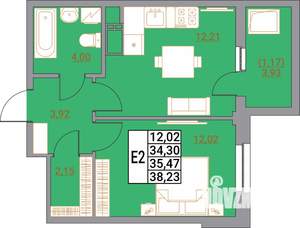 1-к квартира, вторичка, 38м2, 8/21 этаж