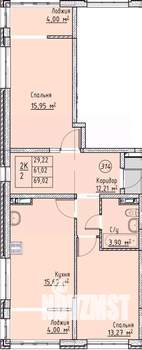 2-к квартира, вторичка, 69м2, 3/19 этаж