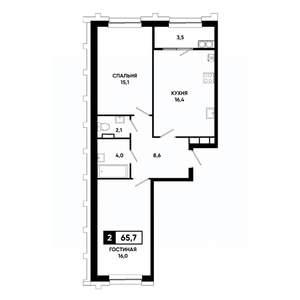 2-к квартира, вторичка, 66м2, 13/21 этаж