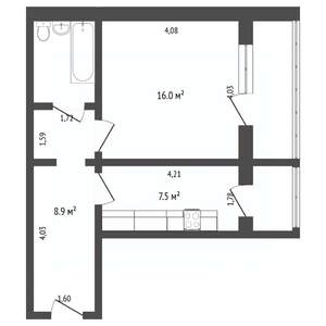 1-к квартира, вторичка, 37м2, 3/4 этаж