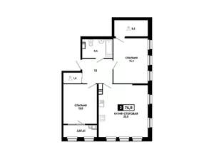 1-к квартира, вторичка, 75м2, 14/14 этаж