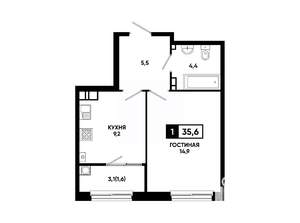 1-к квартира, вторичка, 36м2, 10/24 этаж