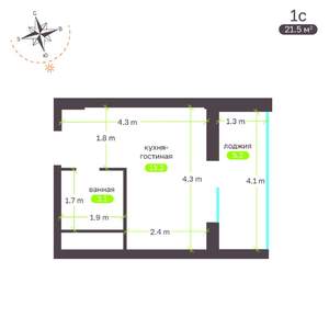 Студия квартира, вторичка, 21м2, 13/19 этаж