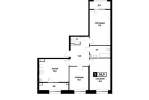 3-к квартира, вторичка, 89м2, 11/22 этаж