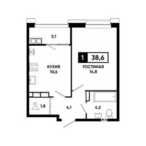 1-к квартира, вторичка, 39м2, 19/20 этаж