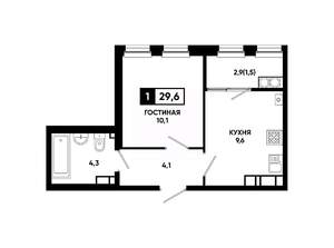 1-к квартира, вторичка, 30м2, 14/24 этаж