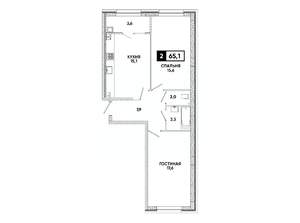 2-к квартира, вторичка, 65м2, 10/16 этаж