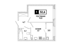 1-к квартира, вторичка, 33м2, 4/8 этаж