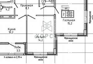 2-к квартира, вторичка, 57м2, 14/16 этаж