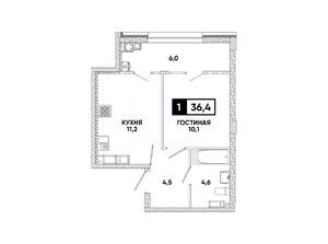 1-к квартира, вторичка, 36м2, 16/16 этаж