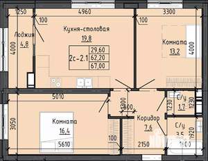 2-к квартира, вторичка, 67м2, 7/24 этаж