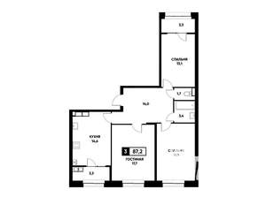 3-к квартира, вторичка, 87м2, 14/20 этаж
