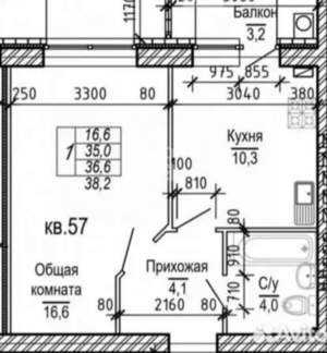 1-к квартира, вторичка, 38м2, 3/4 этаж