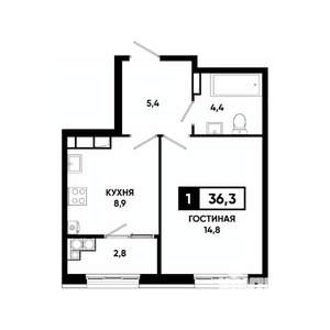 1-к квартира, вторичка, 36м2, 16/18 этаж