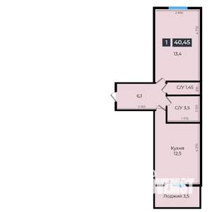 1-к квартира, вторичка, 40м2, 3/16 этаж