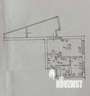 1-к квартира, вторичка, 42м2, 5/9 этаж