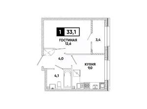 1-к квартира, вторичка, 33м2, 2/8 этаж
