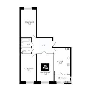 3-к квартира, вторичка, 85м2, 11/24 этаж