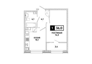 1-к квартира, вторичка, 36м2, 7/16 этаж