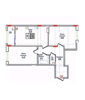 2-к квартира, строящийся дом, 67м2, 5/10 этаж