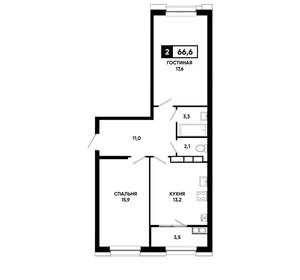 2-к квартира, вторичка, 67м2, 20/20 этаж