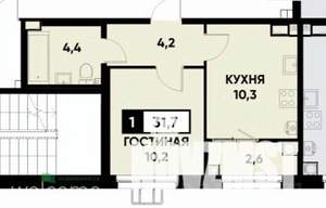 1-к квартира, вторичка, 32м2, 3/18 этаж