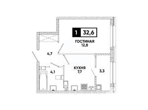 1-к квартира, вторичка, 33м2, 4/8 этаж