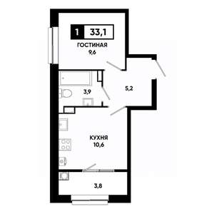 1-к квартира, вторичка, 33м2, 11/19 этаж