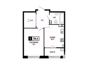 1-к квартира, вторичка, 39м2, 14/24 этаж
