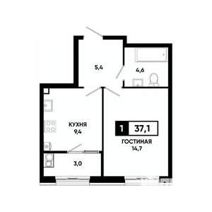 1-к квартира, вторичка, 37м2, 2/18 этаж