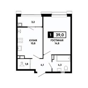1-к квартира, вторичка, 39м2, 7/20 этаж
