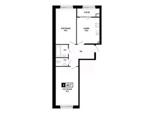 2-к квартира, вторичка, 63м2, 2/14 этаж