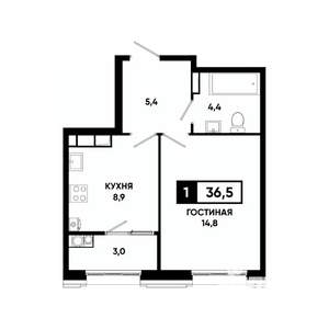 1-к квартира, вторичка, 37м2, 16/16 этаж