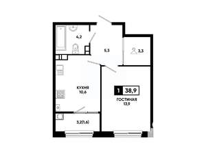 1-к квартира, вторичка, 39м2, 7/24 этаж