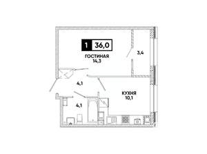 1-к квартира, вторичка, 36м2, 10/16 этаж