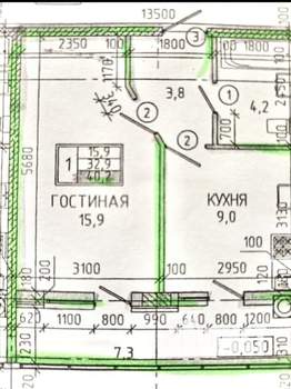 1-к квартира, вторичка, 40м2, 1/16 этаж