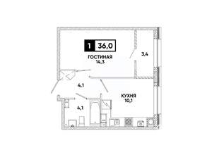 1-к квартира, вторичка, 36м2, 5/16 этаж