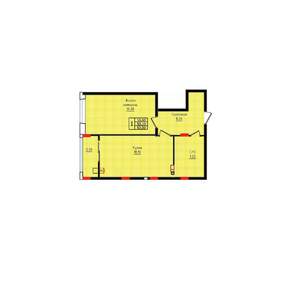 1-к квартира, вторичка, 53м2, 1/10 этаж
