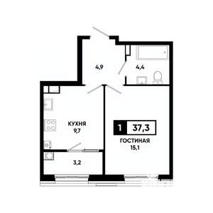 1-к квартира, вторичка, 37м2, 8/18 этаж