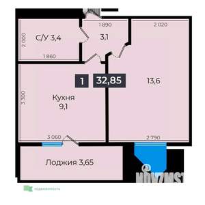 1-к квартира, вторичка, 33м2, 13/17 этаж