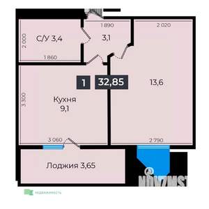 1-к квартира, вторичка, 33м2, 2/17 этаж