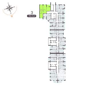 3-к квартира, вторичка, 78м2, 13/19 этаж