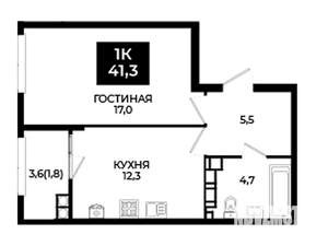 1-к квартира, вторичка, 41м2, 23/24 этаж